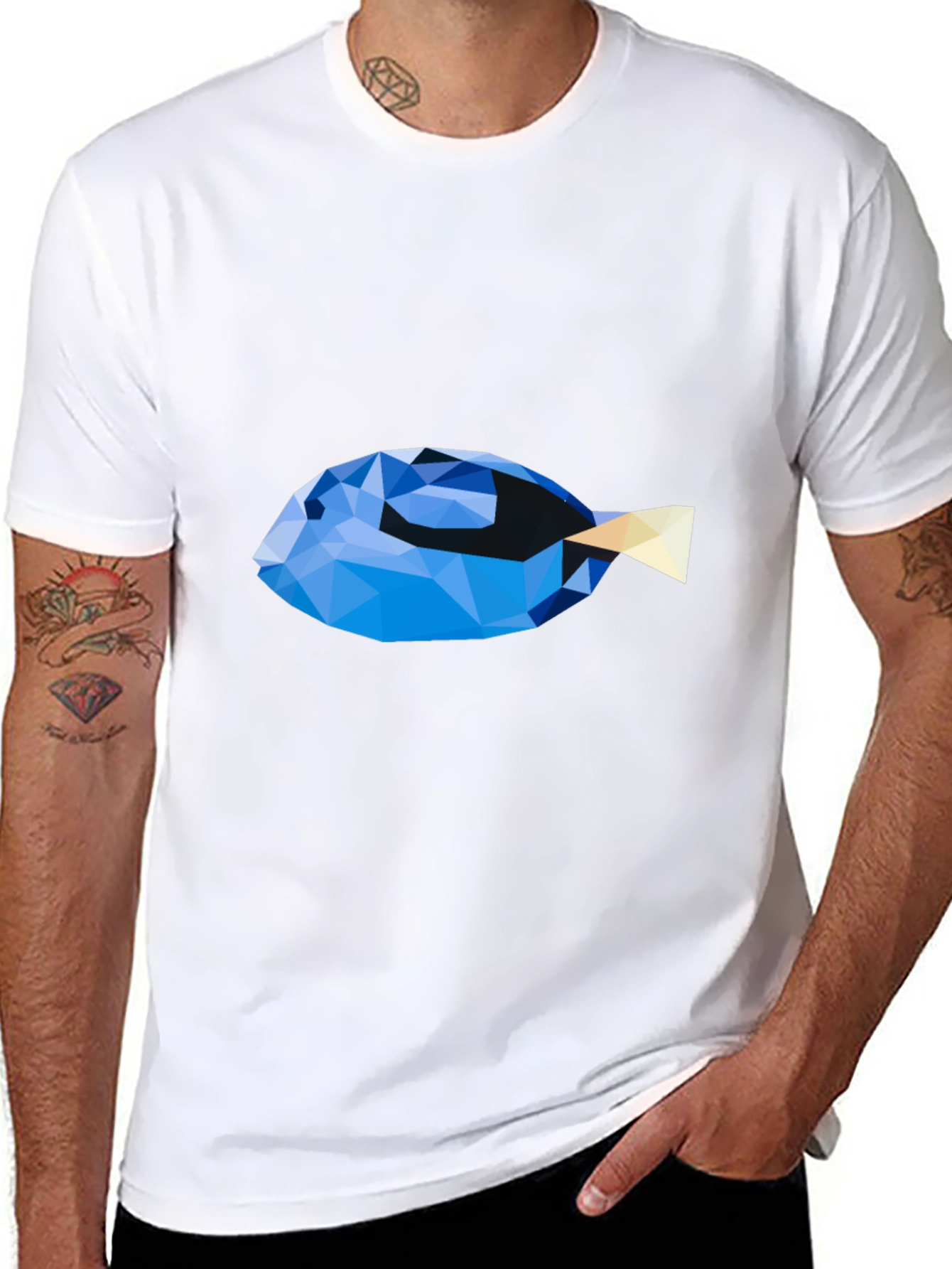 Geometric Blue Tang Fish Graphic T-Shirt