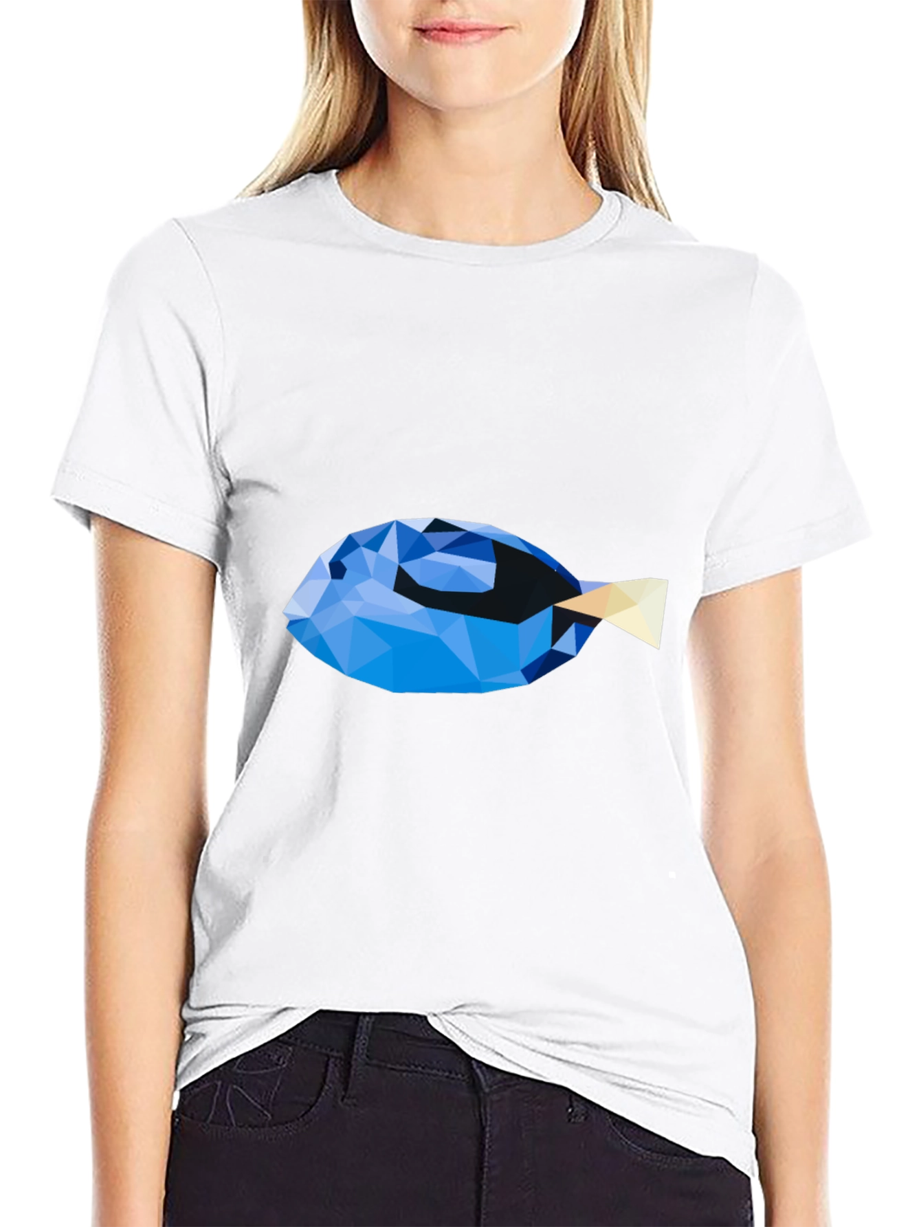 Geometric Blue Tang Fish Graphic T-Shirt