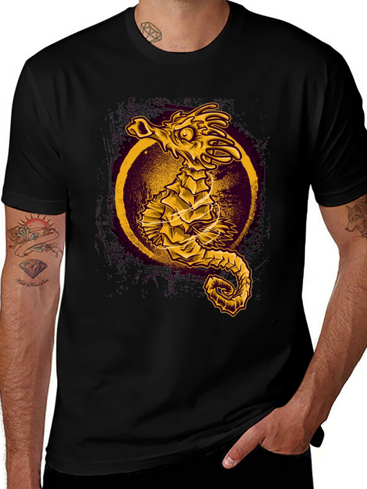 Sea Dragon Graphic Tee - Black Cotton Shirt