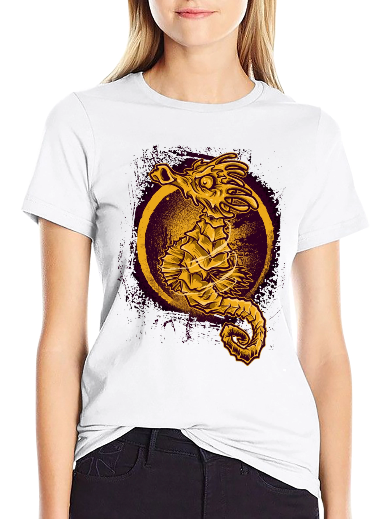 Sea Dragon Graphic Tee - Black Cotton Shirt
