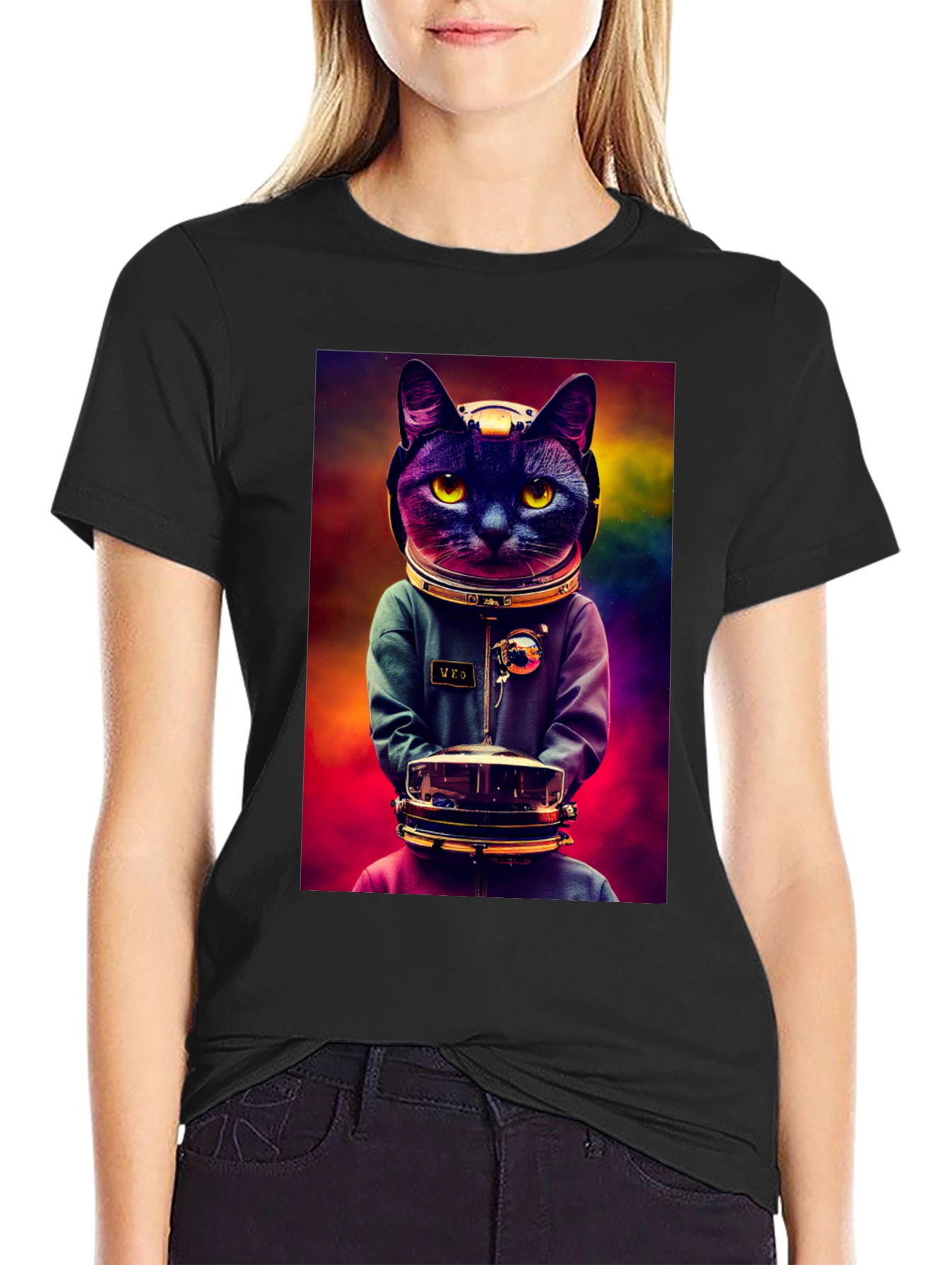 Astronaut Cat Graphic Tee - Space Kitten T-Shirt