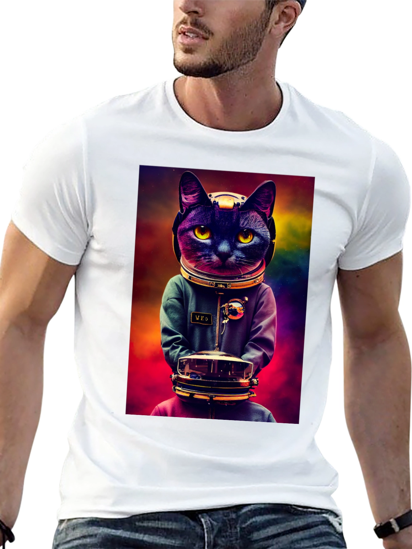 Astronaut Cat Graphic Tee - Space Kitten T-Shirt