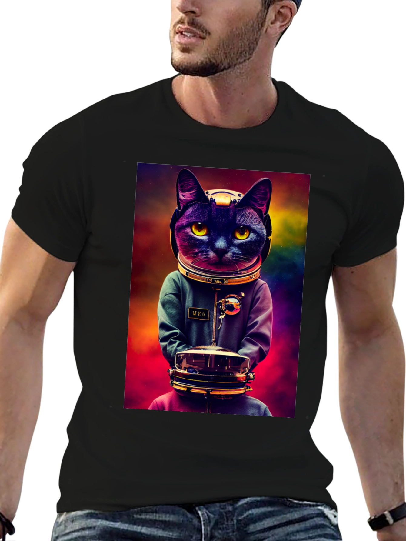 Astronaut Cat Graphic Tee - Space Kitten T-Shirt