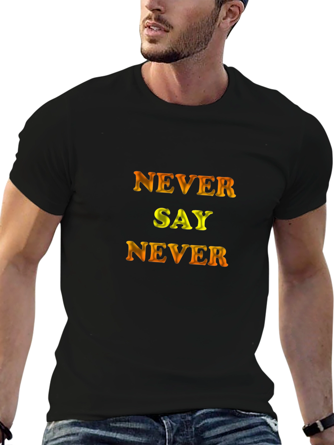 Never Say Never Graphic Black T-Shirt