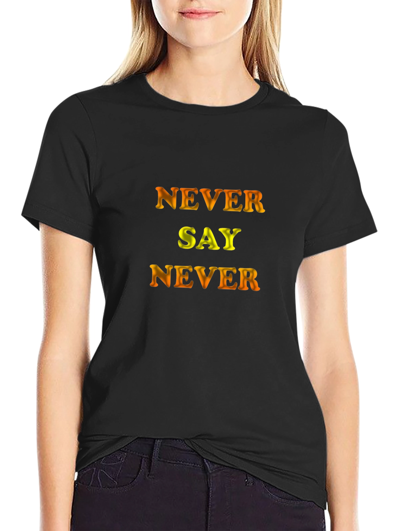 Never Say Never Graphic Black T-Shirt