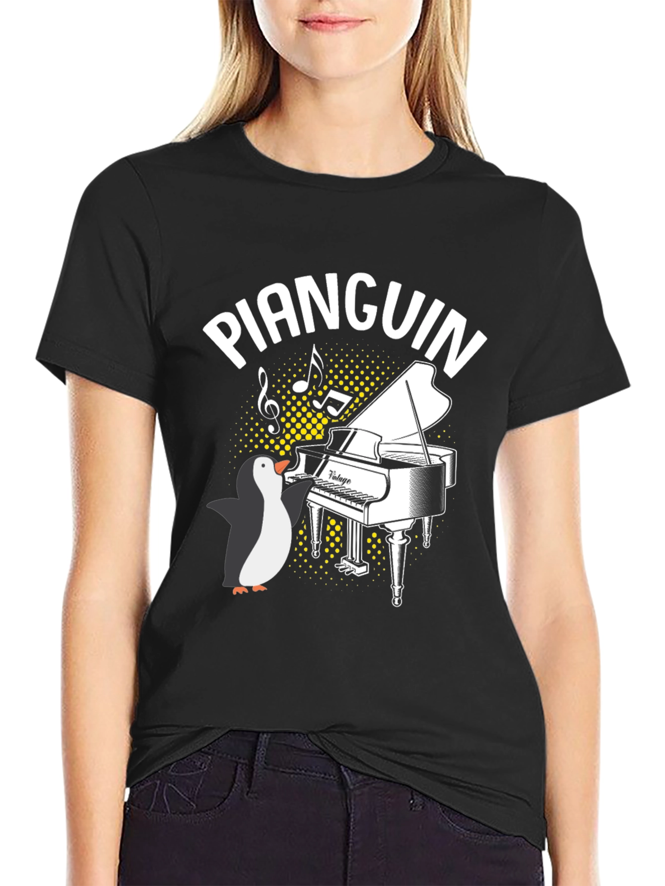 Pianquin Penguin Piano T-Shirt - Music Lover Tee