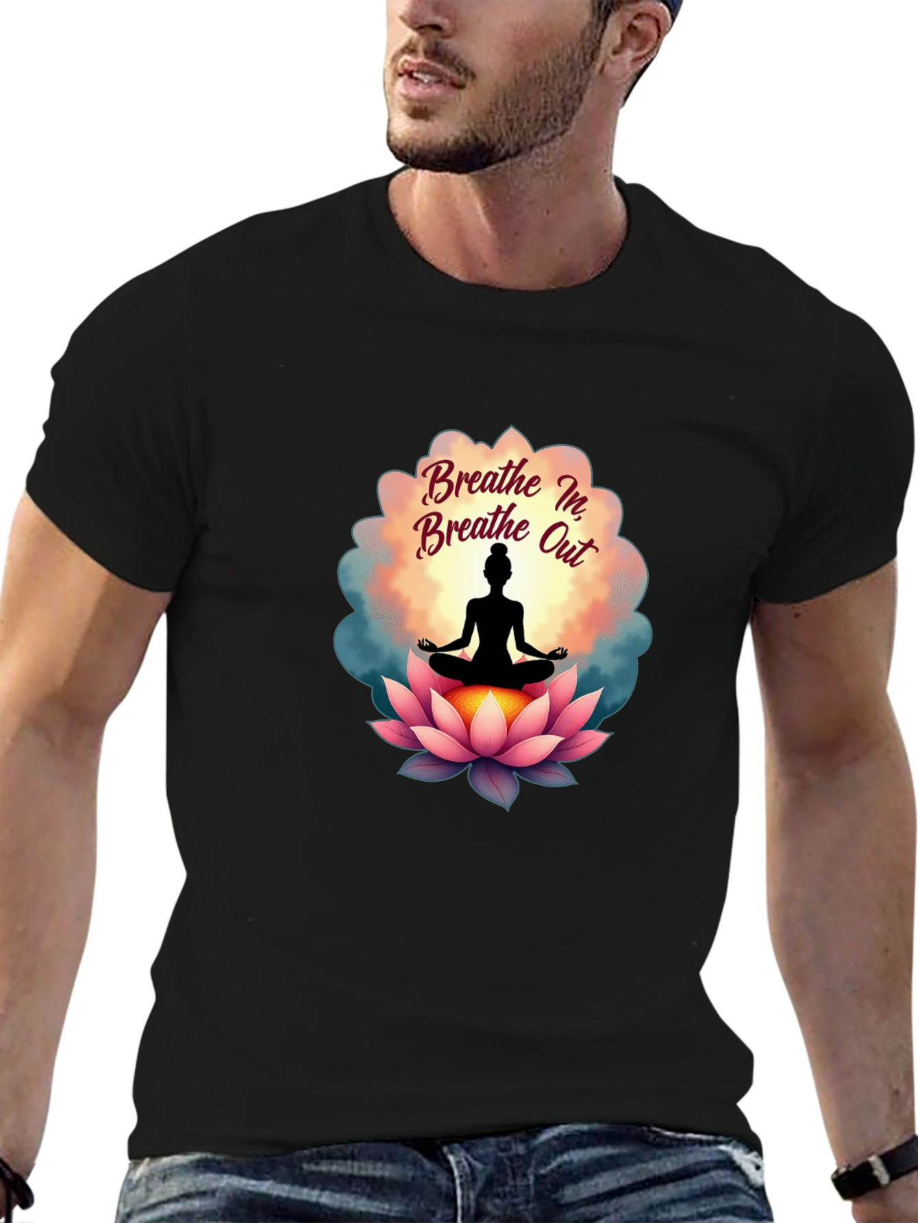 Breathe In Breathe Out Yoga Lotus T-Shirt
