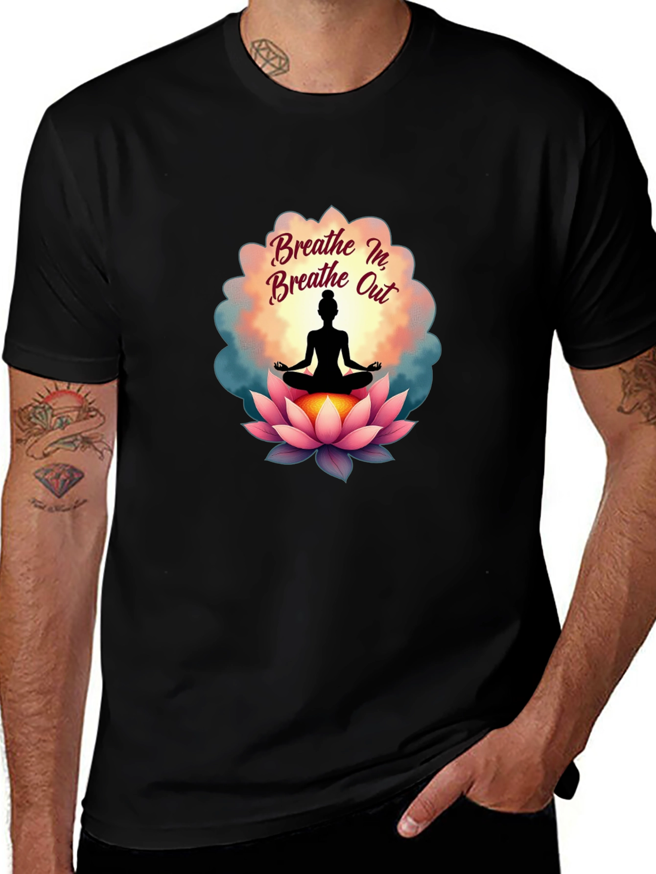 Breathe In Breathe Out Yoga Lotus T-Shirt