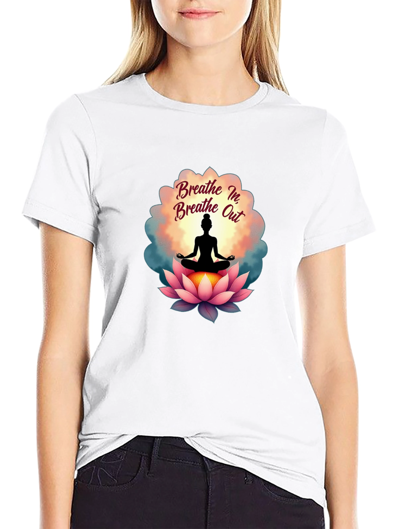 Breathe In Breathe Out Yoga Lotus T-Shirt