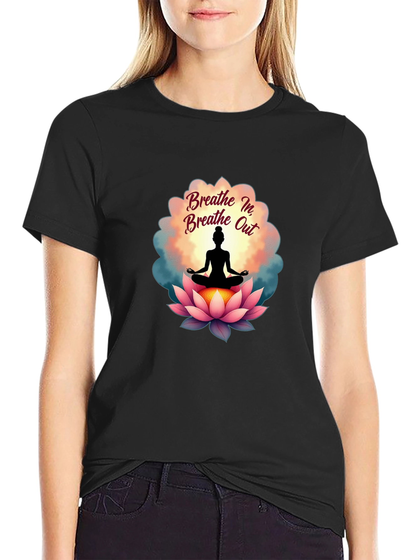 Breathe In Breathe Out Yoga Lotus T-Shirt