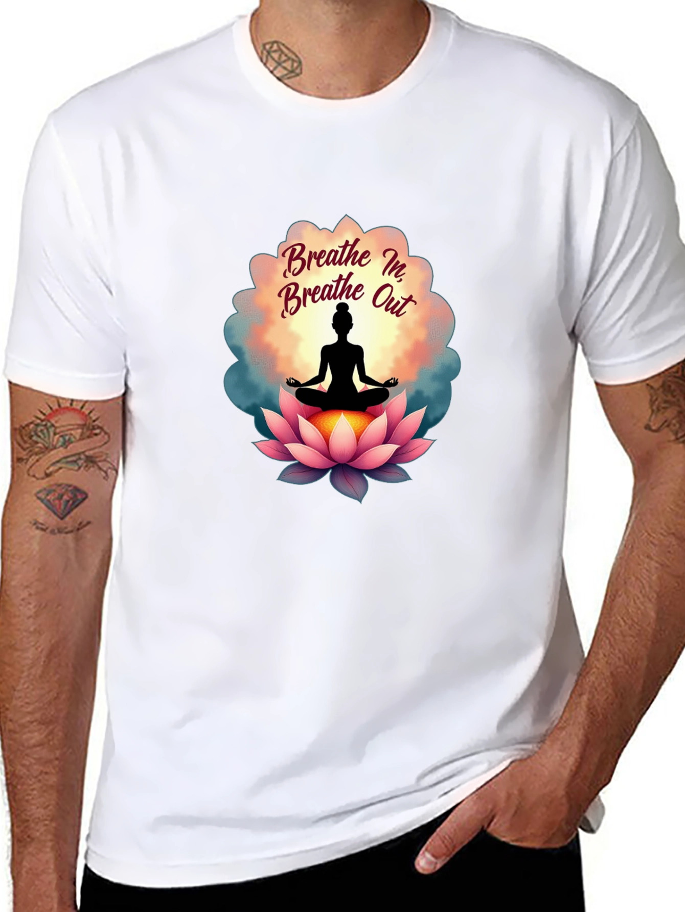Breathe In Breathe Out Yoga Lotus T-Shirt
