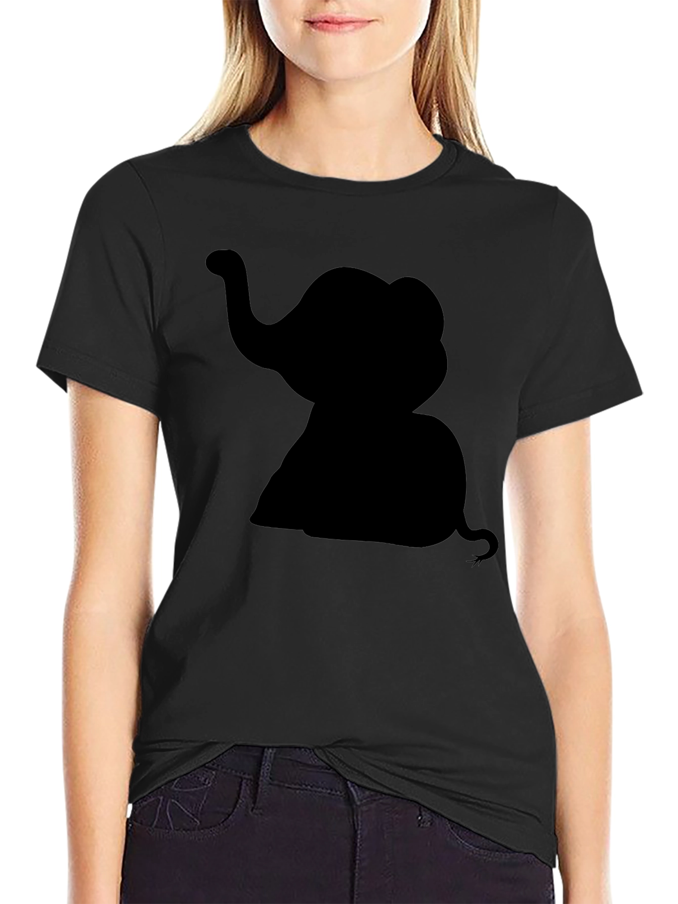 Elephant Silhouette Black T-Shirt - Classic Cotton Tee