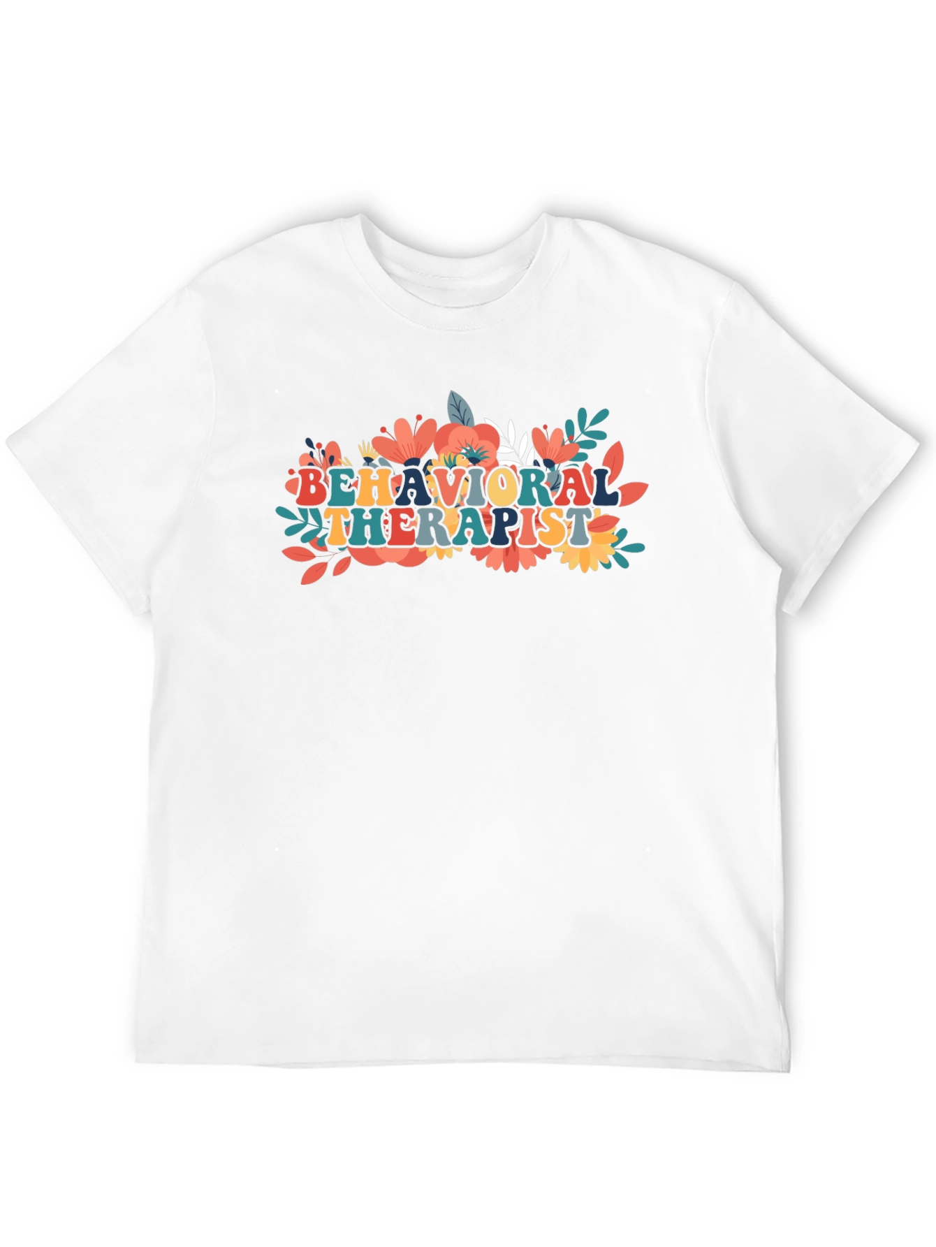 Behavioral Therapist Floral Design Black T-Shirt
