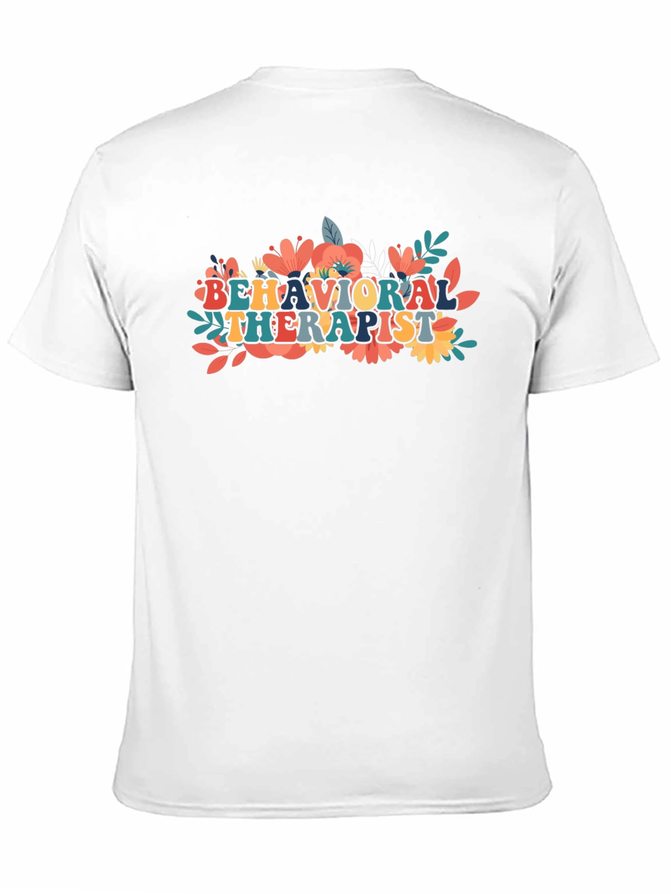 Behavioral Therapist Floral Design Black T-Shirt