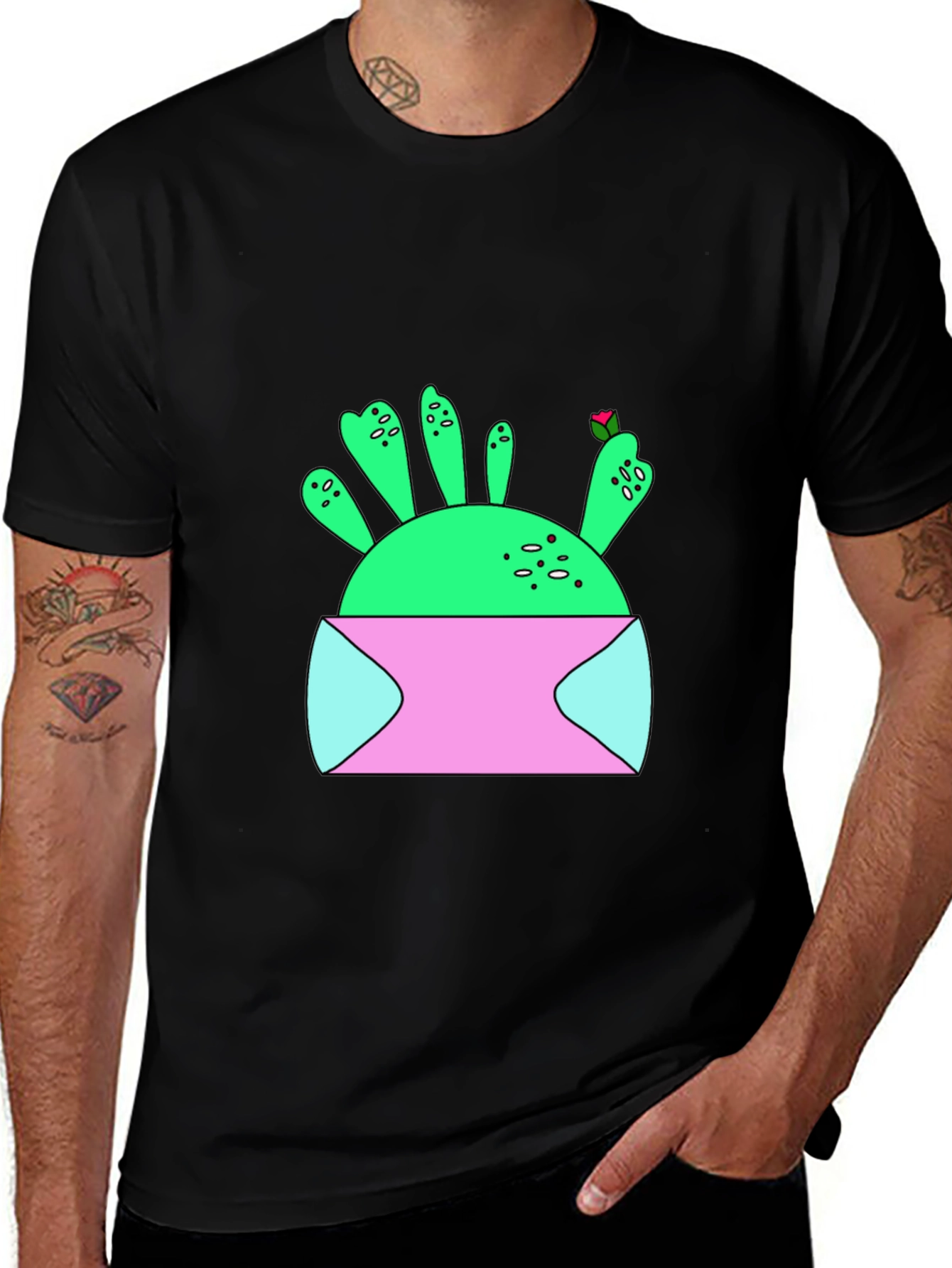 Cactus in Pot Graphic T-Shirt - Unique Design