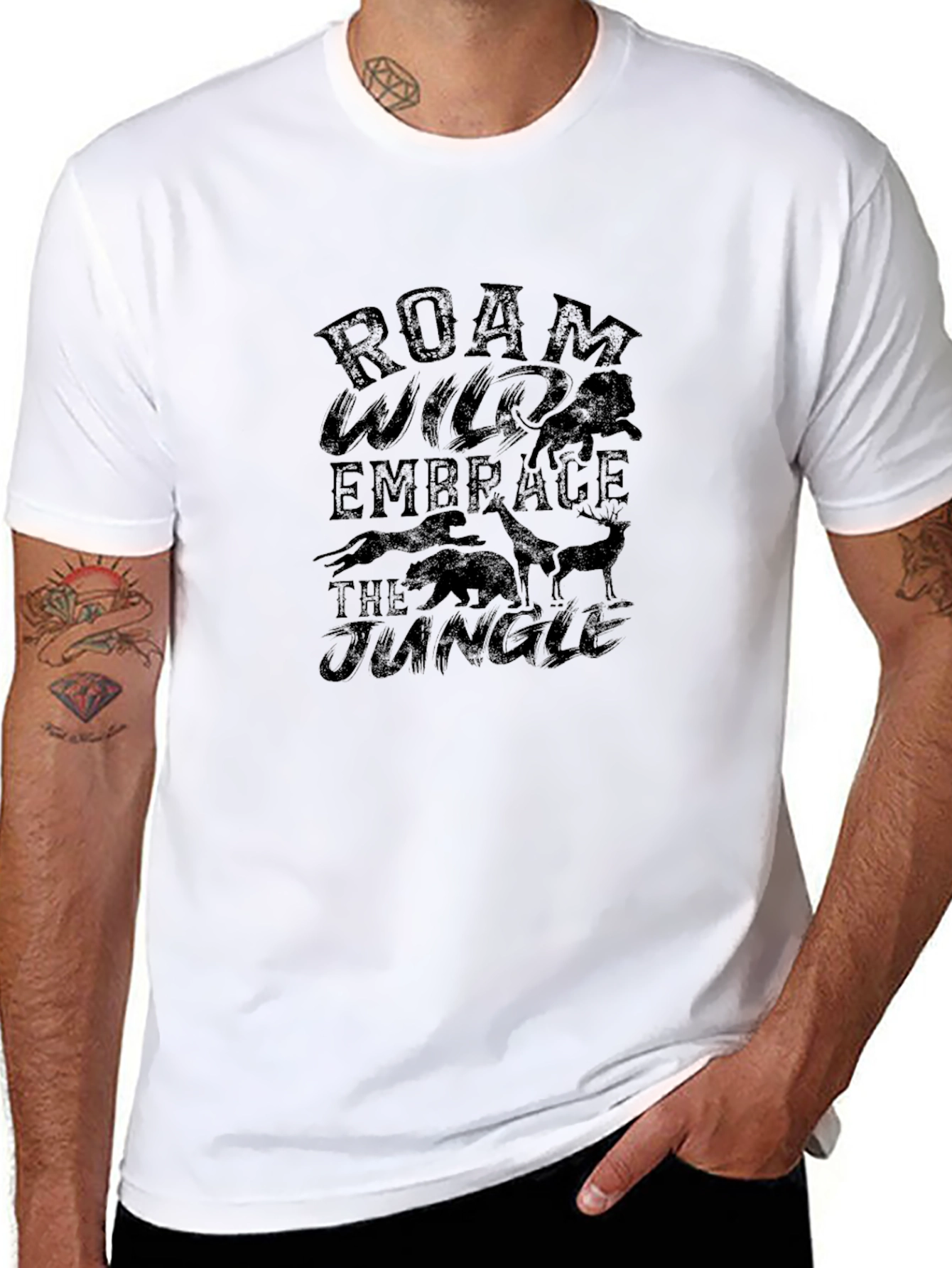 Roam Wild Jungle Graphic Tee - Black Mens T-Shirt