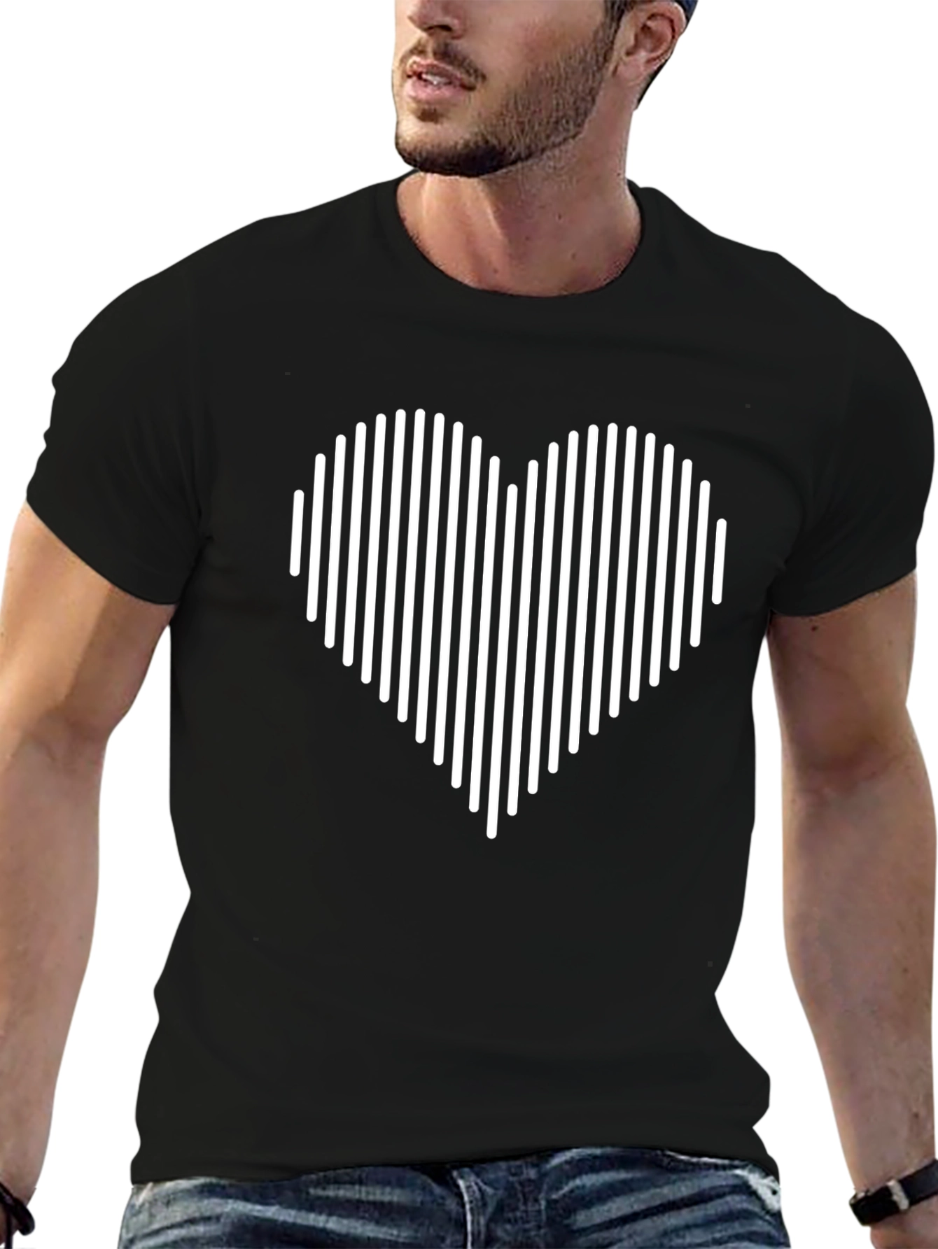Modern Heart Graphic Tee - Stylish Black T-Shirt
