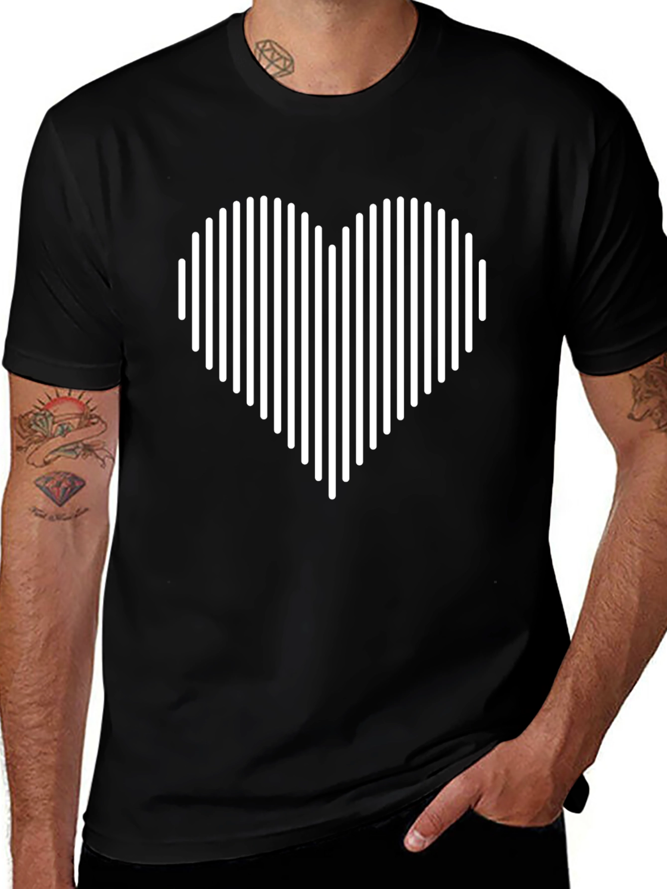 Modern Heart Graphic Tee - Stylish Black T-Shirt