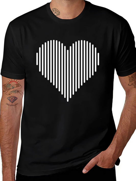 Modern Heart Graphic Tee - Stylish Black T-Shirt