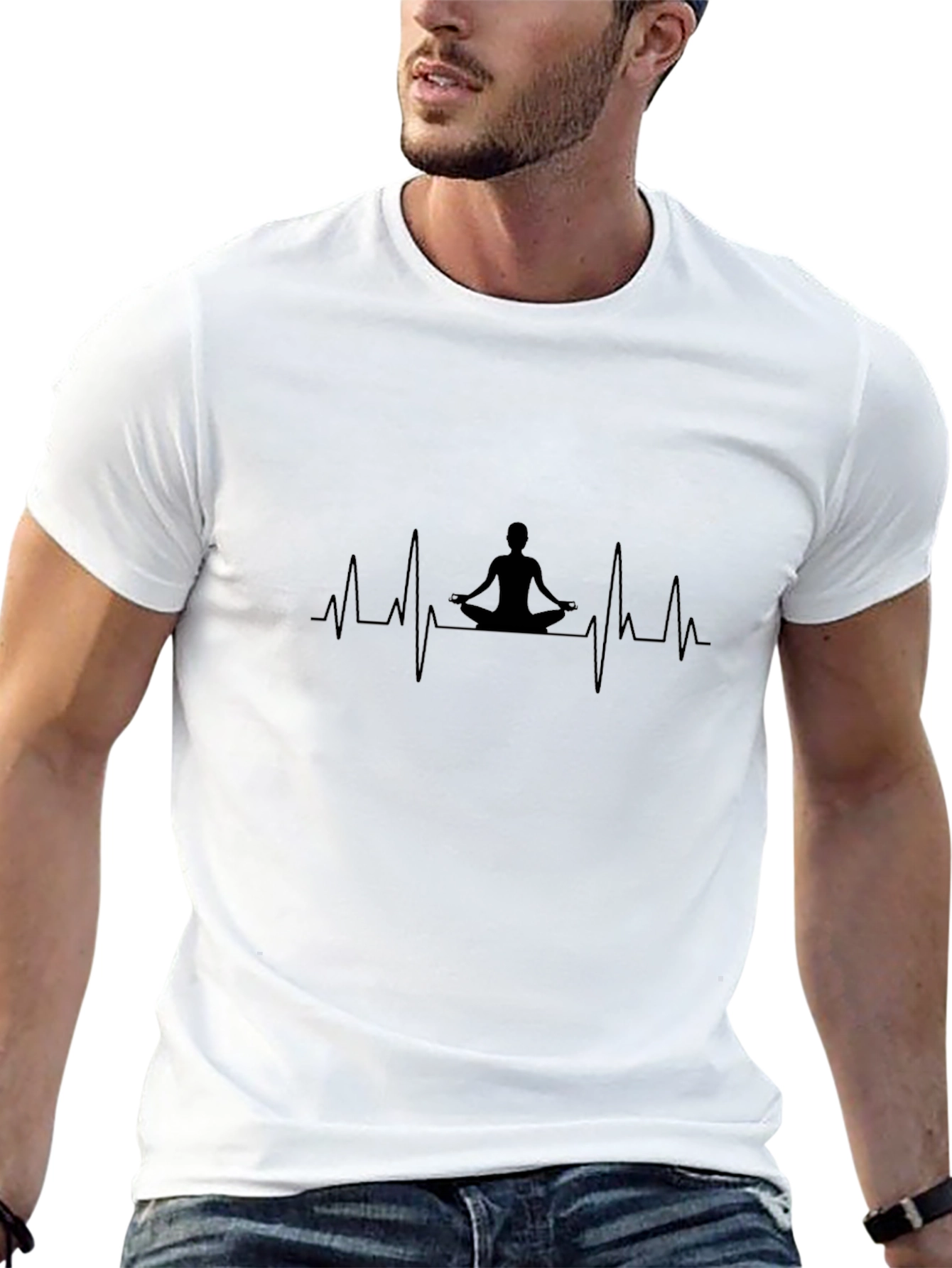 Yoga Heartbeat Graphic Tee - Mens Black T-Shirt