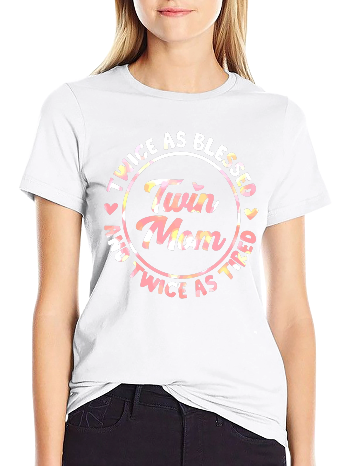 Twin Mom T-Shirt - Twice As Blessed and Tired