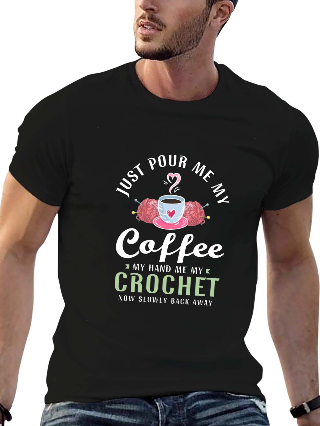 Just Pour Me My Coffee Crochet Graphic T-Shirt