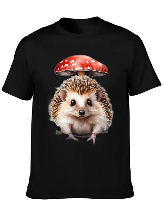 Hedgehog Mushroom Graphic Tee - Nature Lovers Shirt