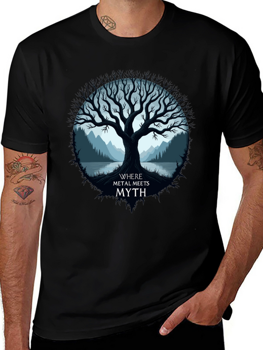 Metal Meets Myth T-Shirt - Tree Design