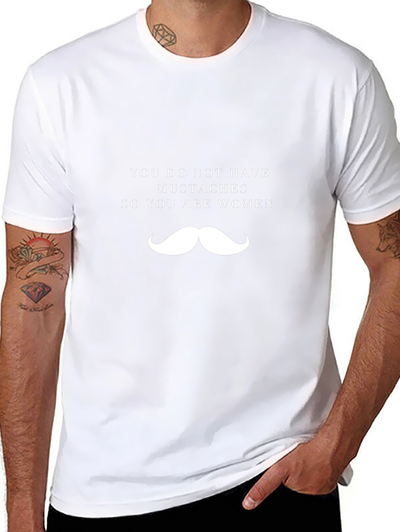 Humorous Mustache Graphic T-Shirt