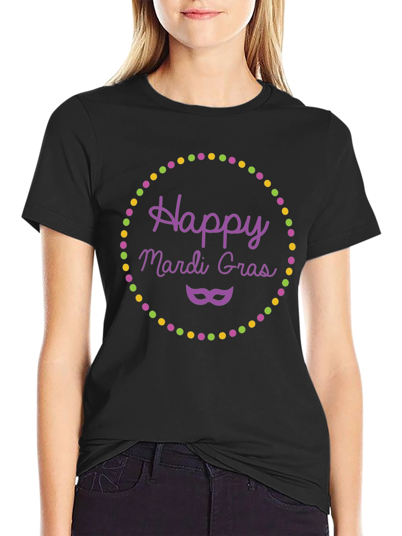 Happy Mardi Gras T-Shirt - Purple Mask