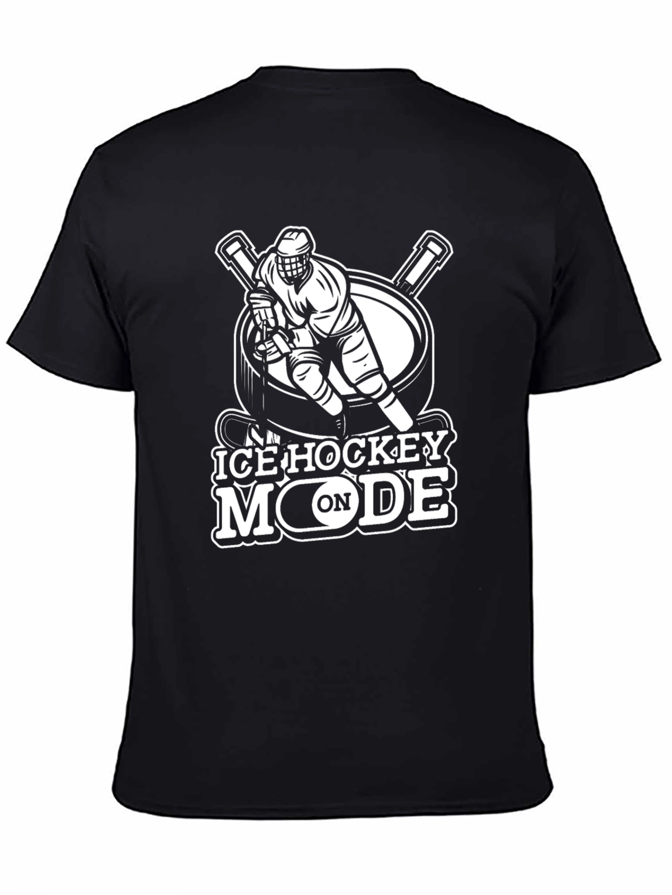 Ice Hockey Mode On Black T-Shirt