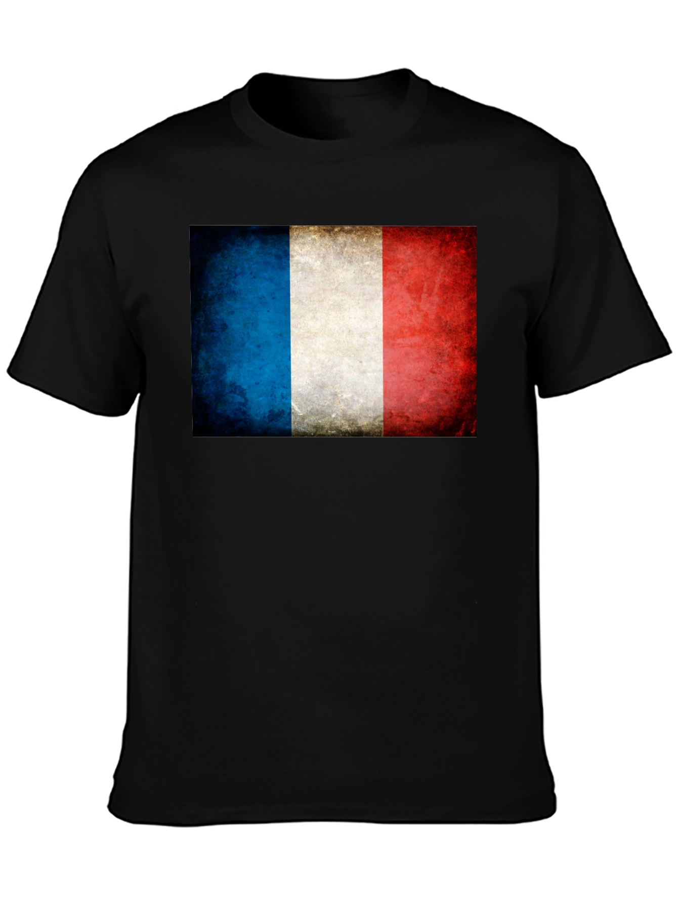 French Flag T-Shirt - Distressed Grunge Style