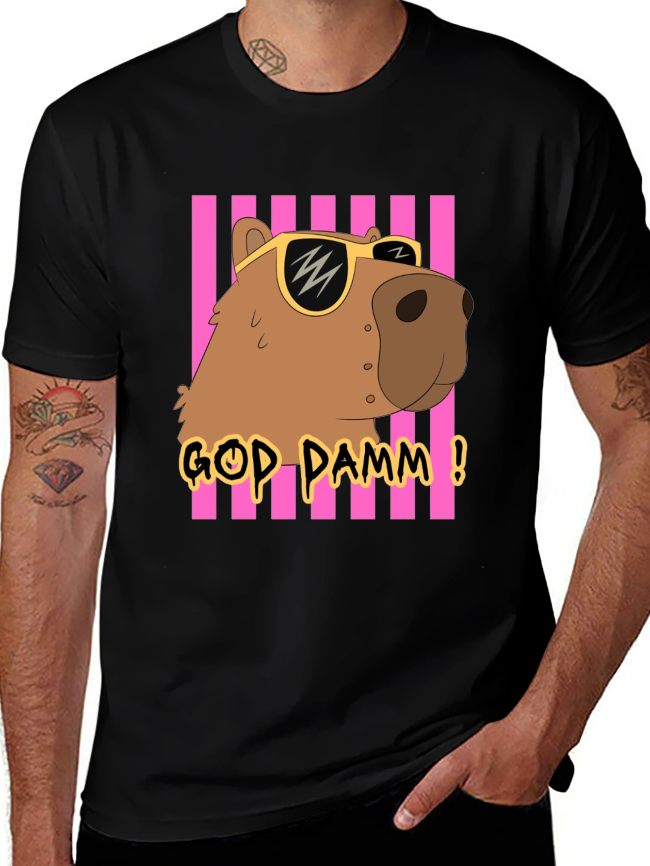 God Damm! Capybara T-Shirt - Cartoon Style