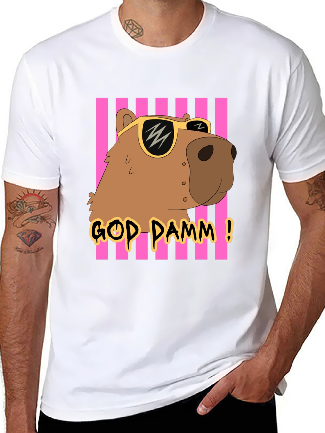 God Damm! Capybara T-Shirt - Cartoon Style