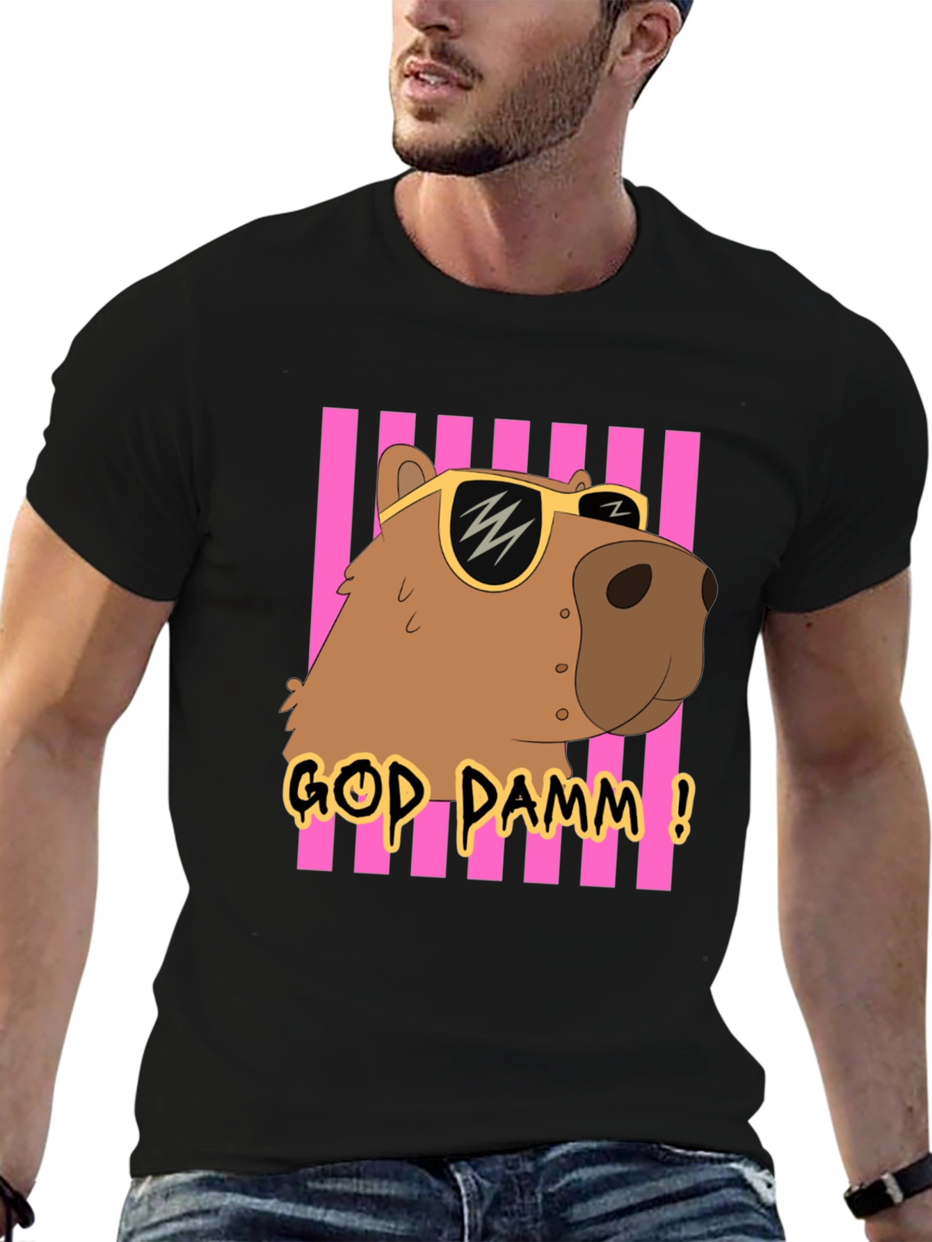 God Damm! Capybara T-Shirt - Cartoon Style