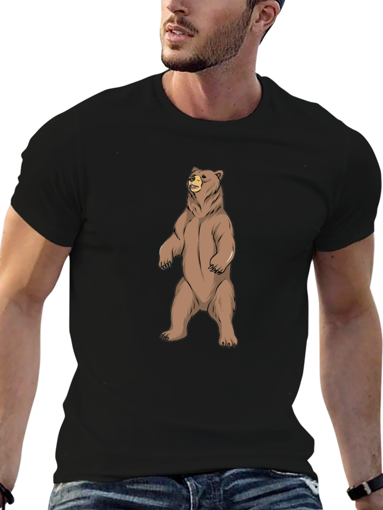 Mens Black Bear Graphic T-Shirt