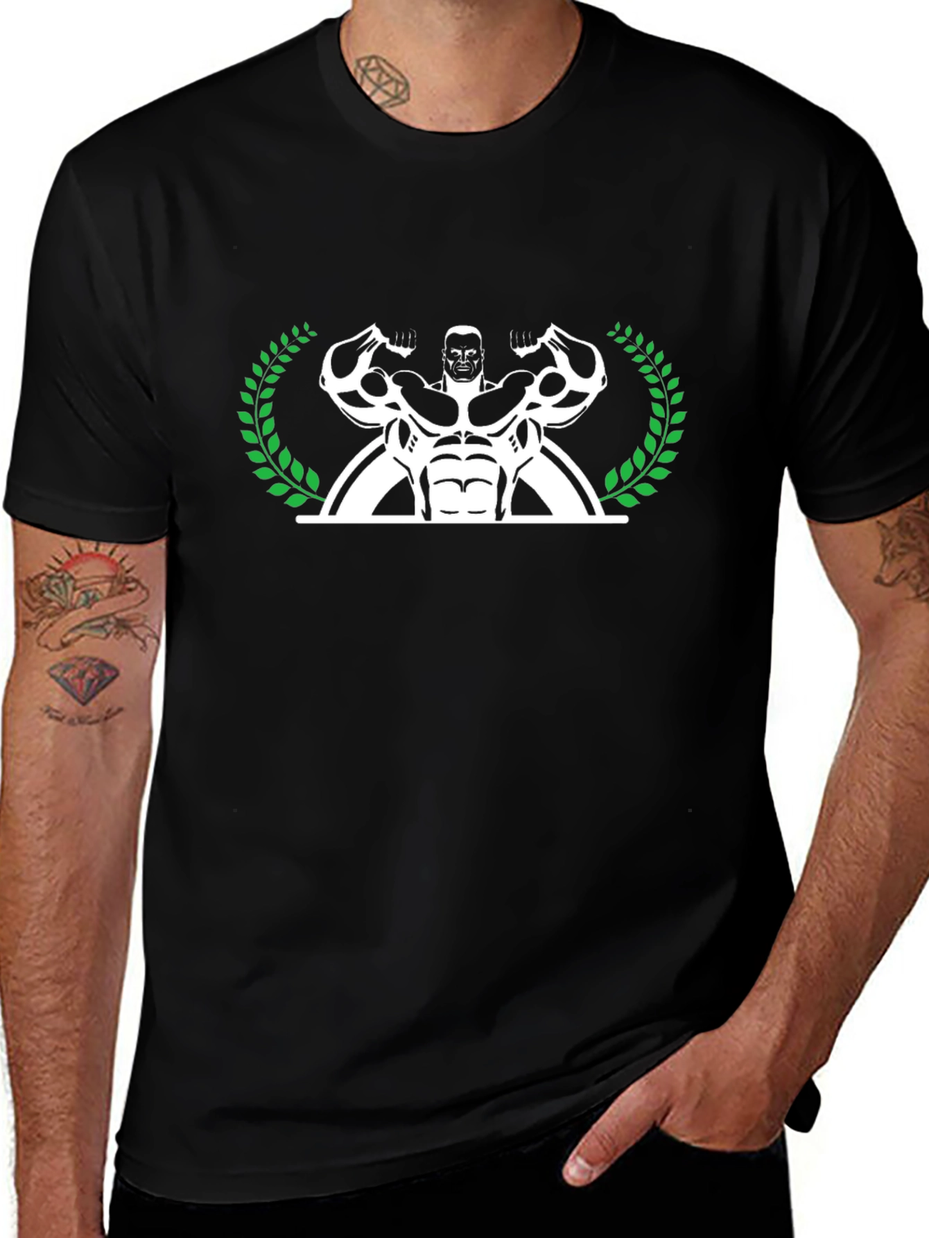 Muscle Man Laurel T-Shirt - Black