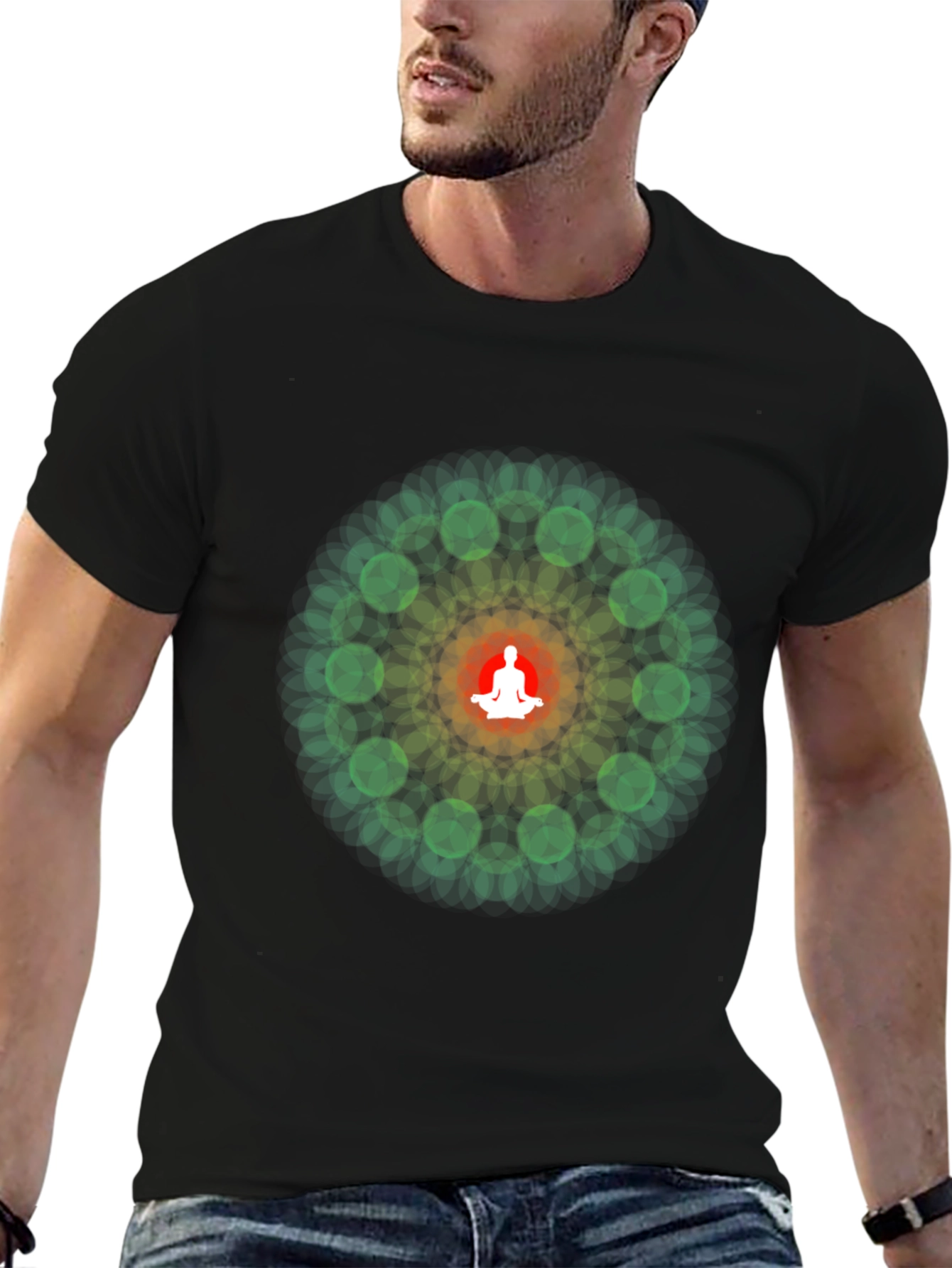 Zen Mandala Meditation T-Shirt - Black