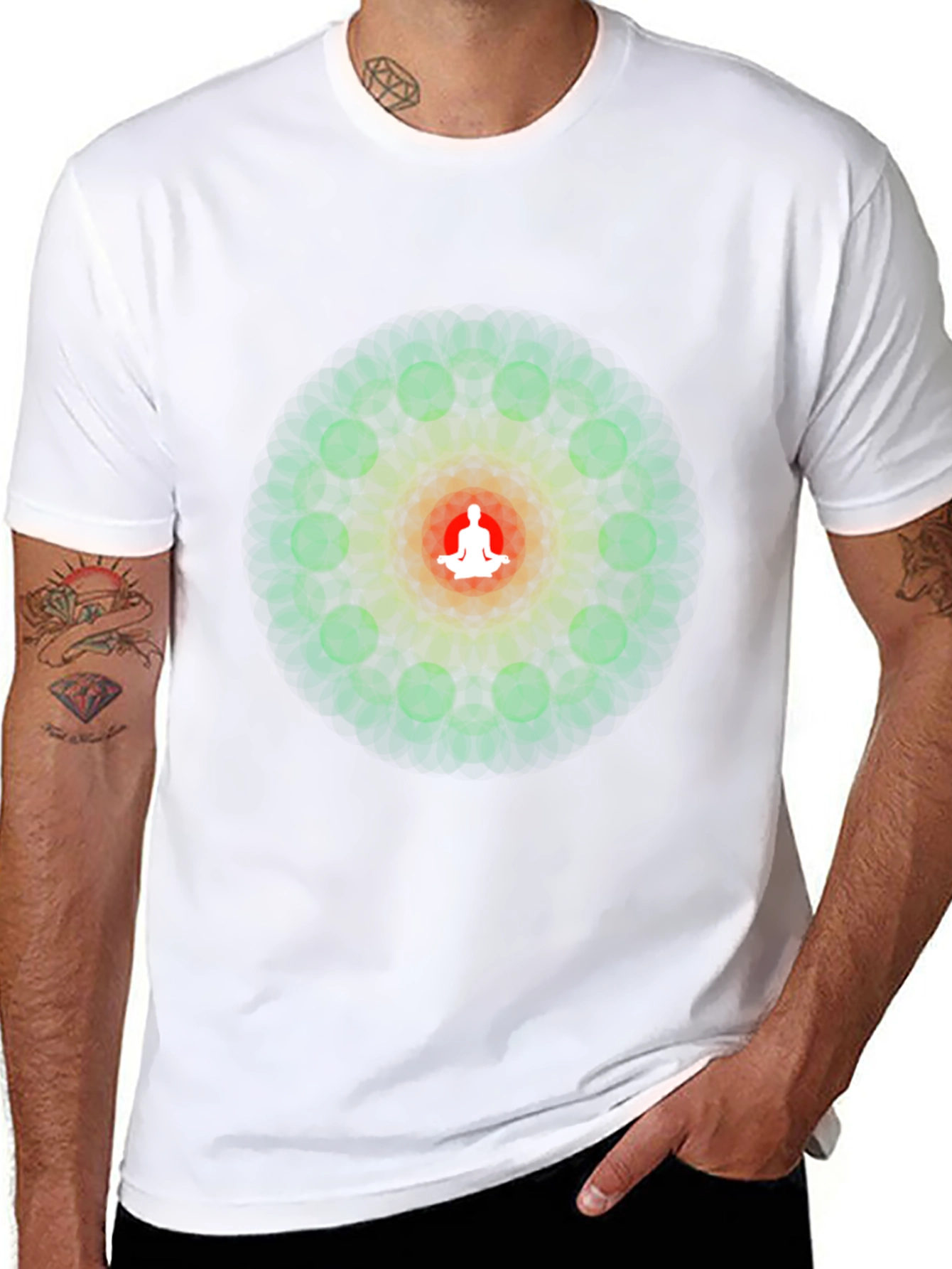 Zen Mandala Meditation T-Shirt - Black