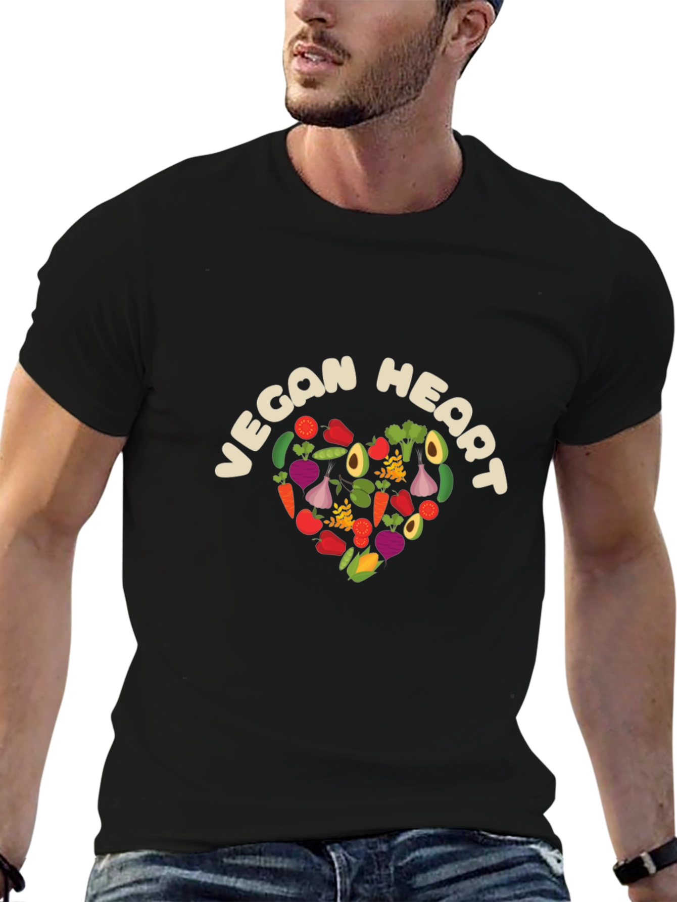 Vegan Heart Graphic Tee - Unisex Black T-Shirt