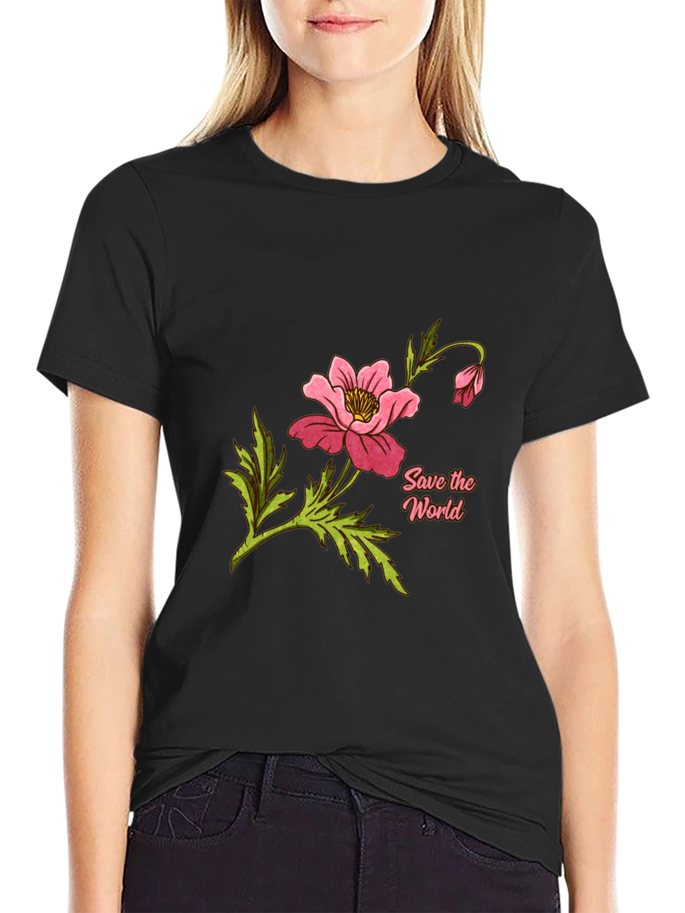 Save the World Floral Graphic Tee