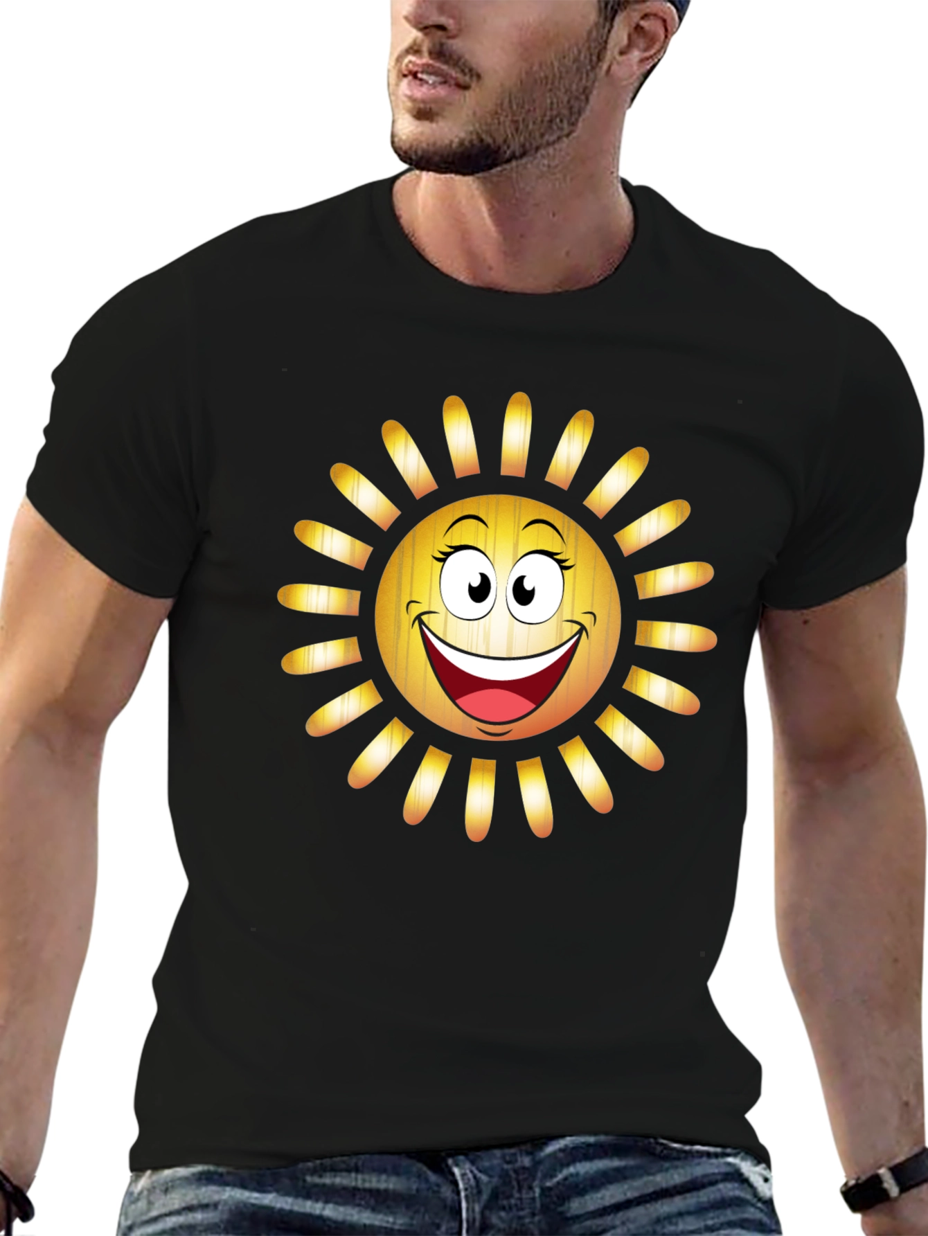 Smiley Sun Graphic Tee - Cheerful Summer T-Shirt