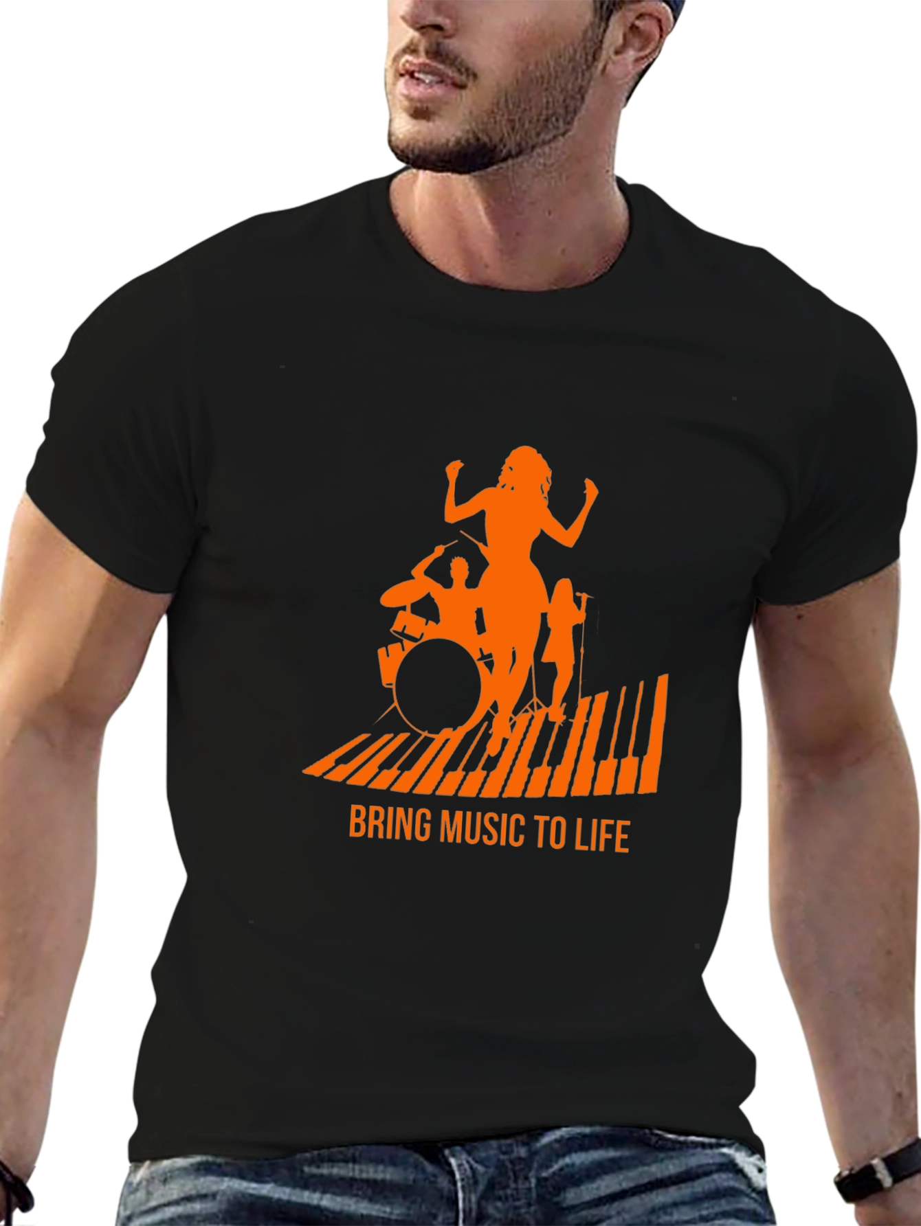 Music Band Graphic T-Shirt - Black