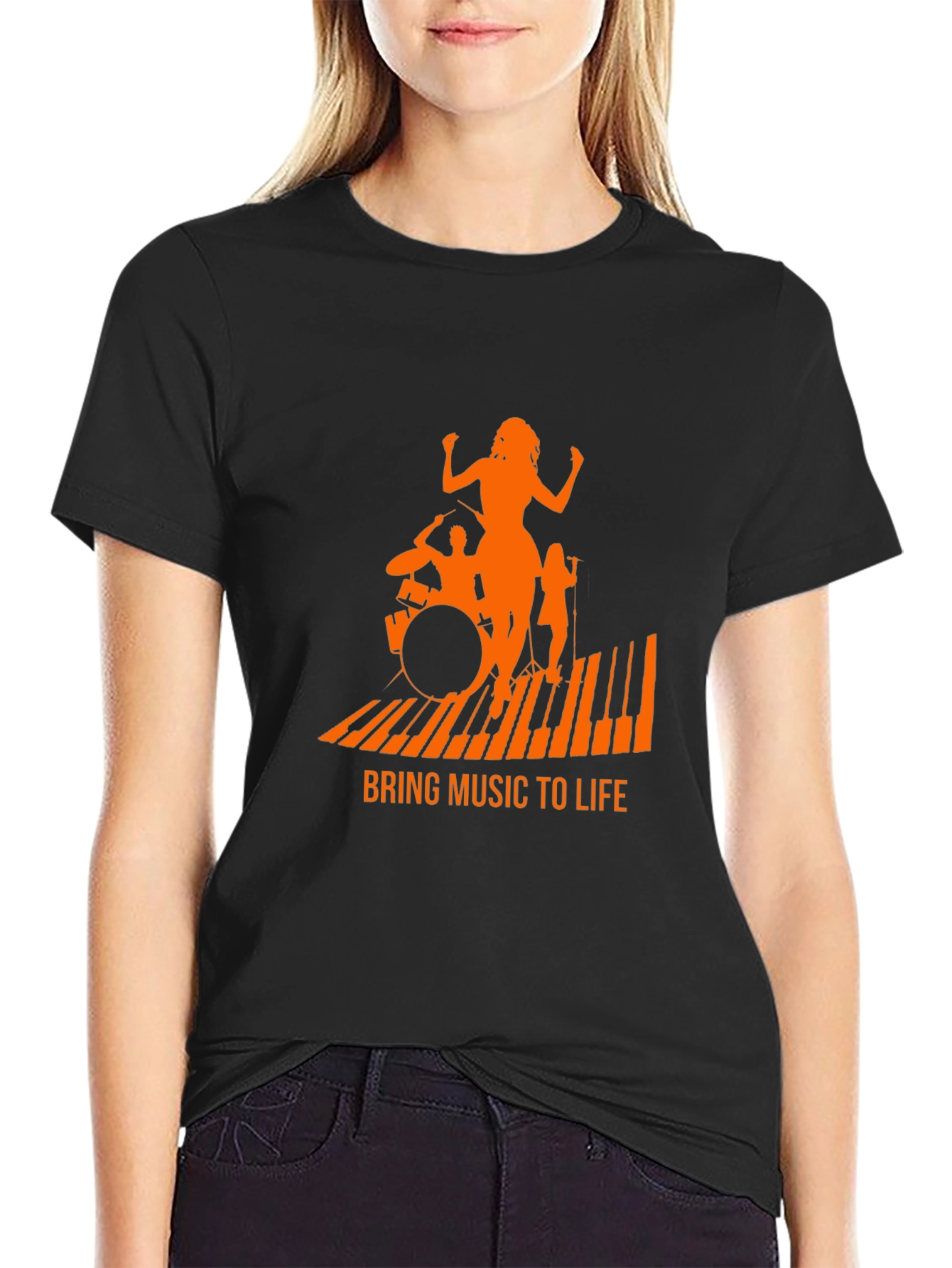 Music Band Graphic T-Shirt - Black