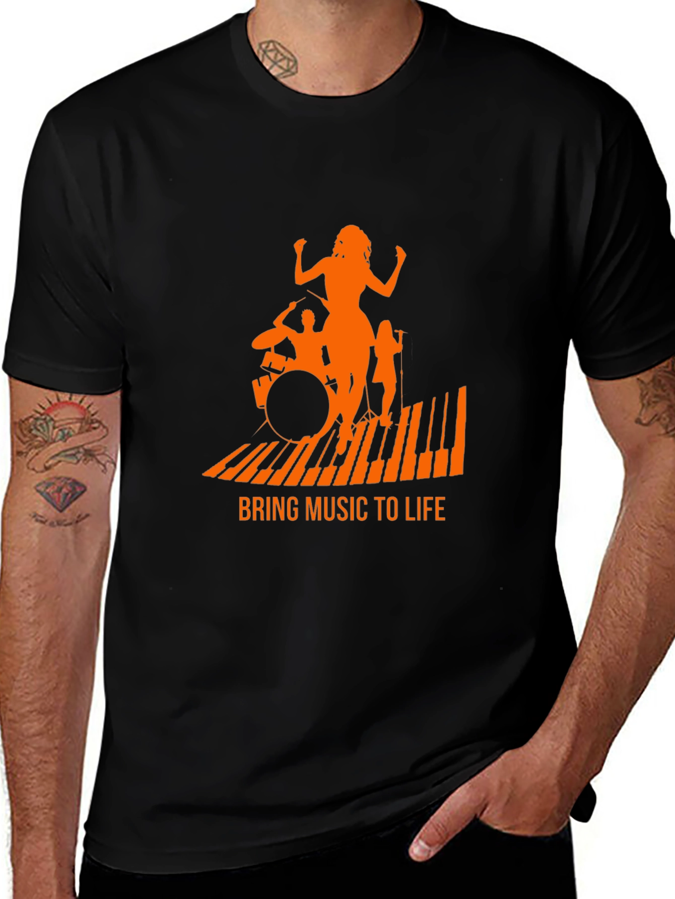Music Band Graphic T-Shirt - Black
