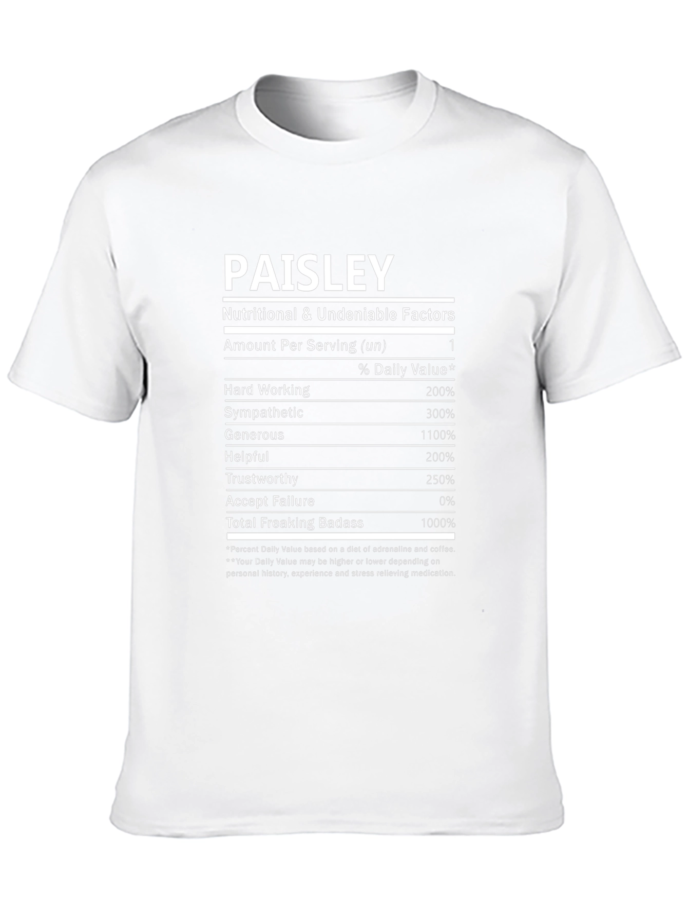Paisley Nutritional Facts Novelty T-Shirt