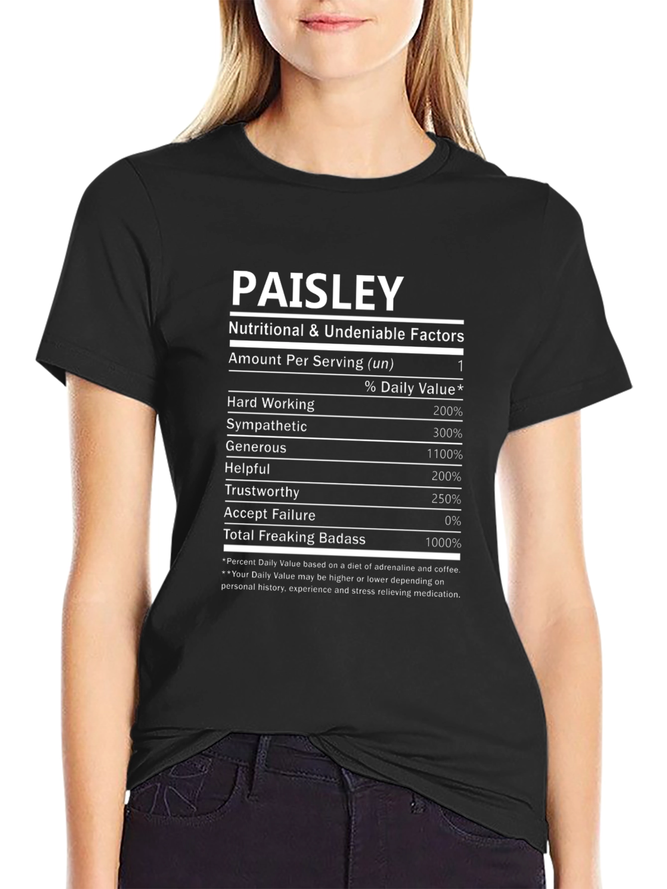 Paisley Nutritional Facts Novelty T-Shirt