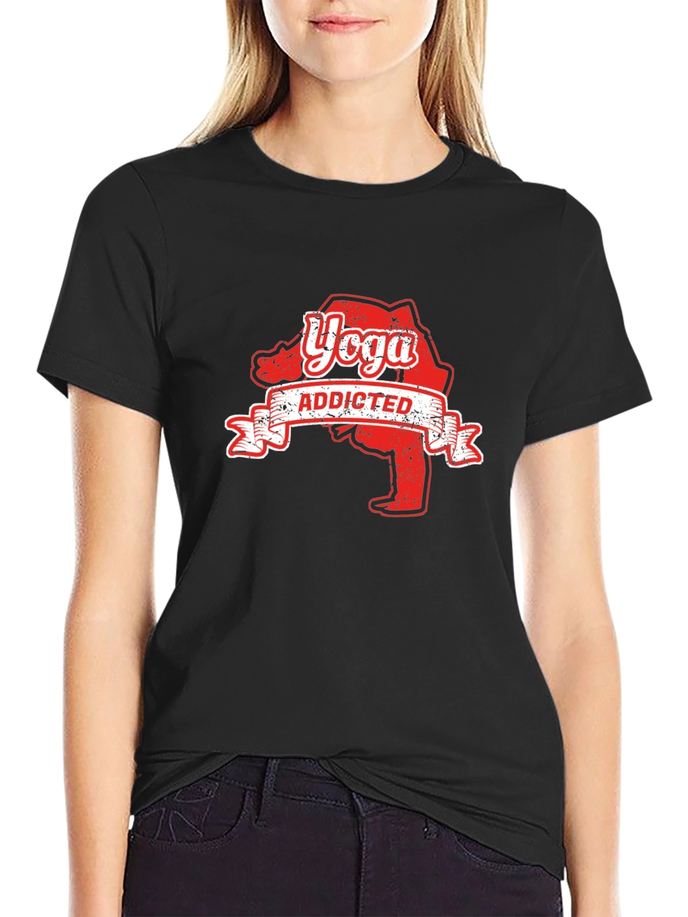 Yoga Addicted Black Graphic Tee