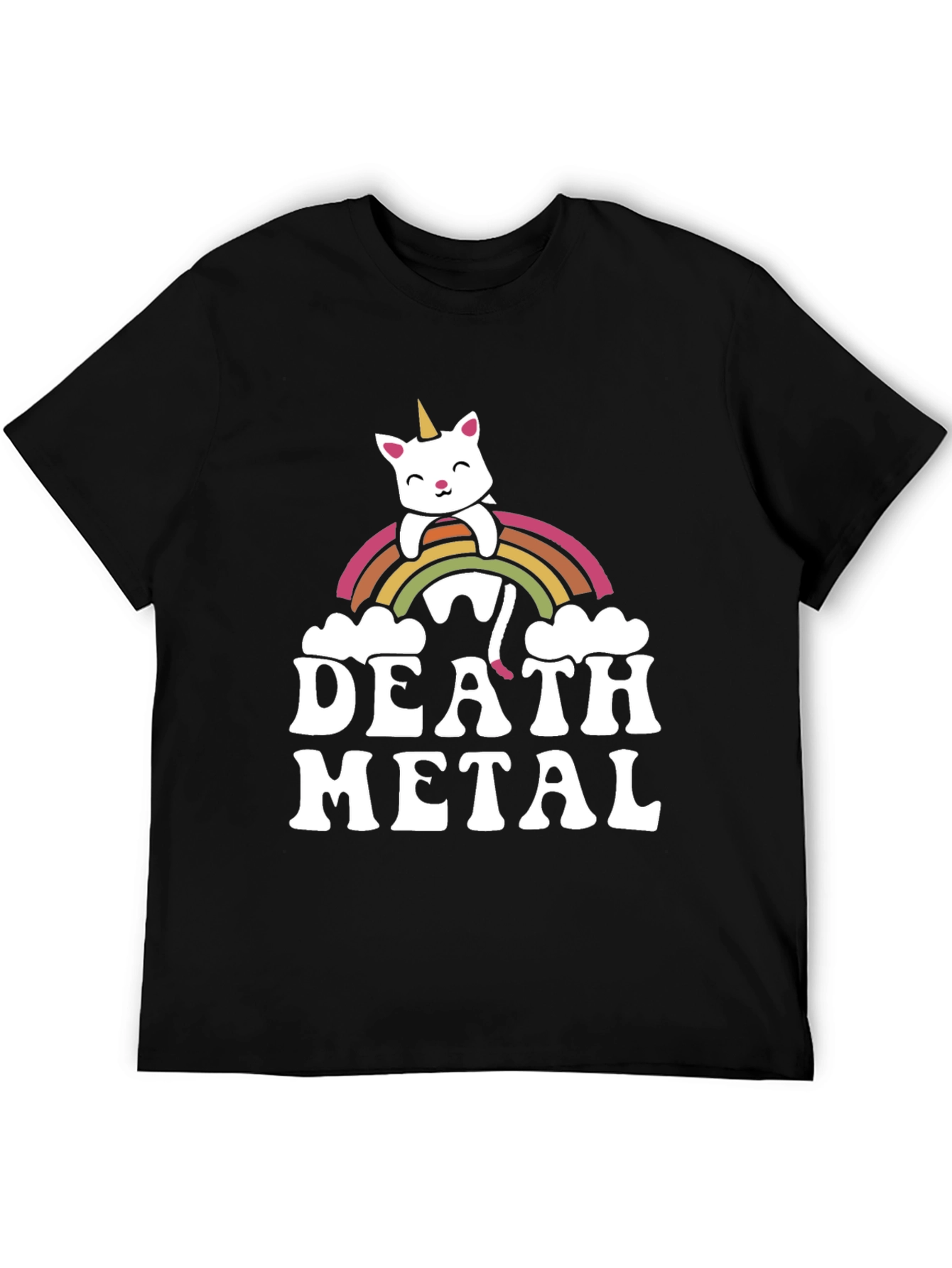 Death Metal Rainbow Unicorn Cat T-Shirt