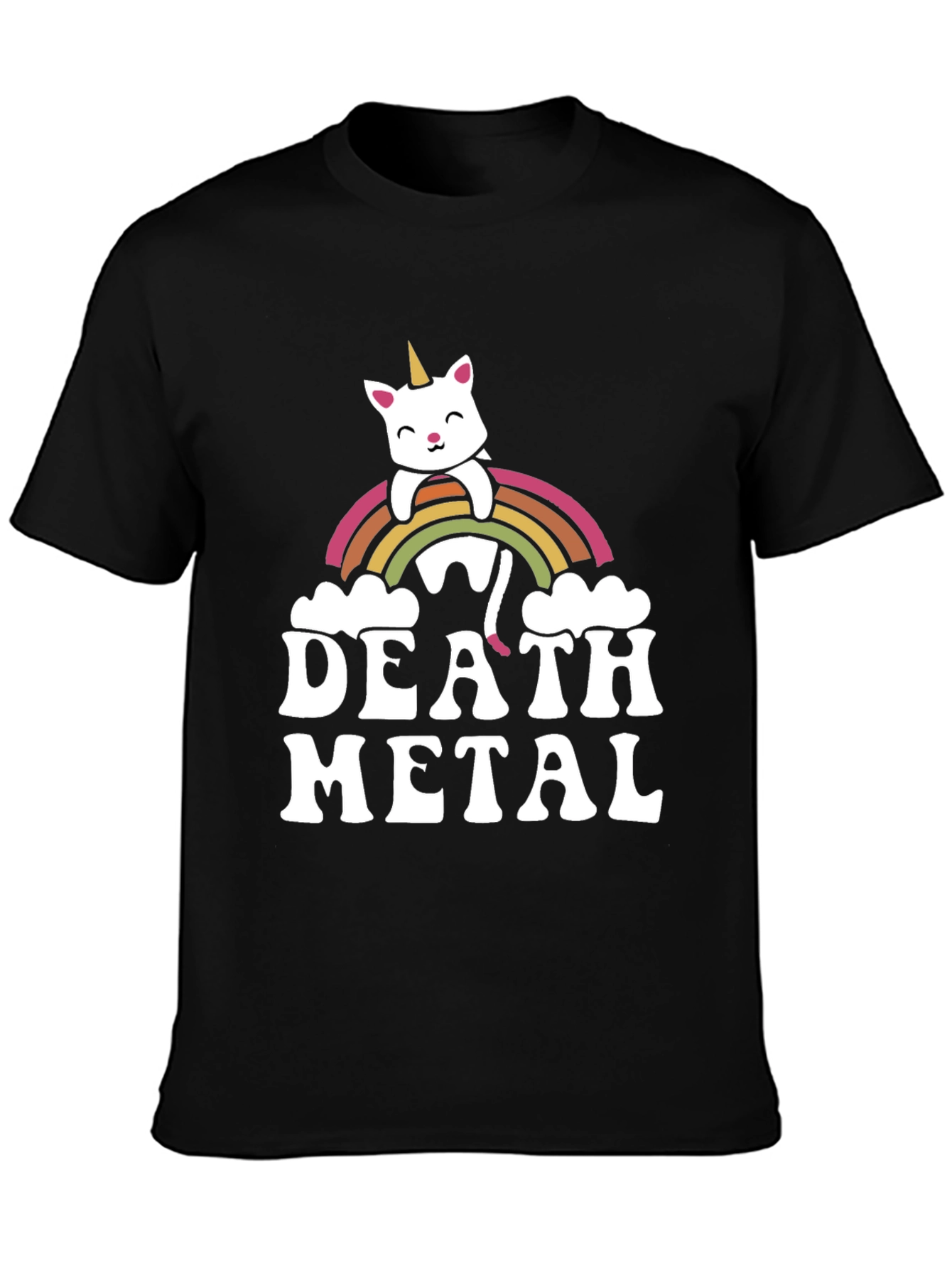 Death Metal Rainbow Unicorn Cat T-Shirt